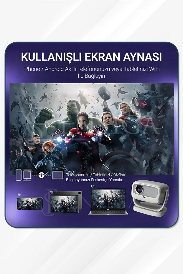 Projektör 4k 5g Wifi 1080p 200lümen Ile Akıllı Taşınabilir Android Yüksek Çözünürlük